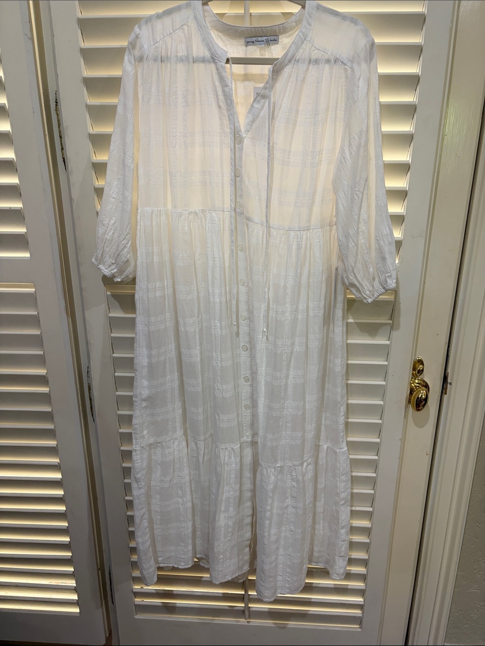 Young Fabulous & Broke White Tiered Button-Front Dress. Size small NWT